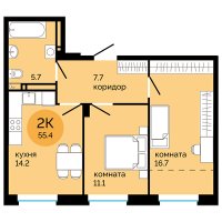 Планировка (3-комн. квартира) в ЖК Красное яблоко, Пермь #2872