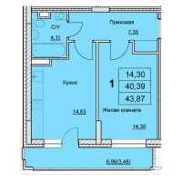 Планировка (1-комн. квартира) в ЖК Губерния, Пермь #88