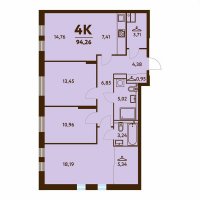 Планировка (4-комн. квартира) в ЖД Бьорн, Пермь #85