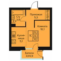 Планировка (Студия) в ЖД Urban Life, Пермь #1667