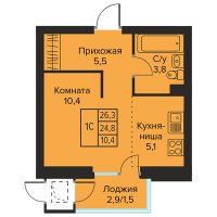 Планировка (Студия) в ЖД Urban Life, Пермь #1668