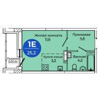 Планировка (Студия) в ЖК Дом Капитан, Пермь #1164
