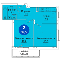 Планировка (2-комн. квартира) в ЖД Веларт, Пермь #1773