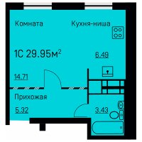 Планировка (Студия) в ЖК Целинная 53, Пермь #452