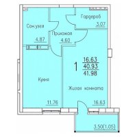 Планировка (1-комн. квартира) в ЖК Индиго, Пермь #238