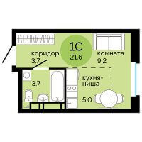Планировка (Студия) в ЖК Красное яблоко, Пермь #2851