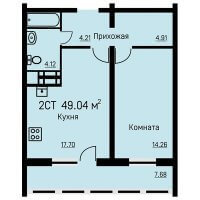 Планировка (2-комн. квартира) в ЖК Иньвенская 19, Пермь #450